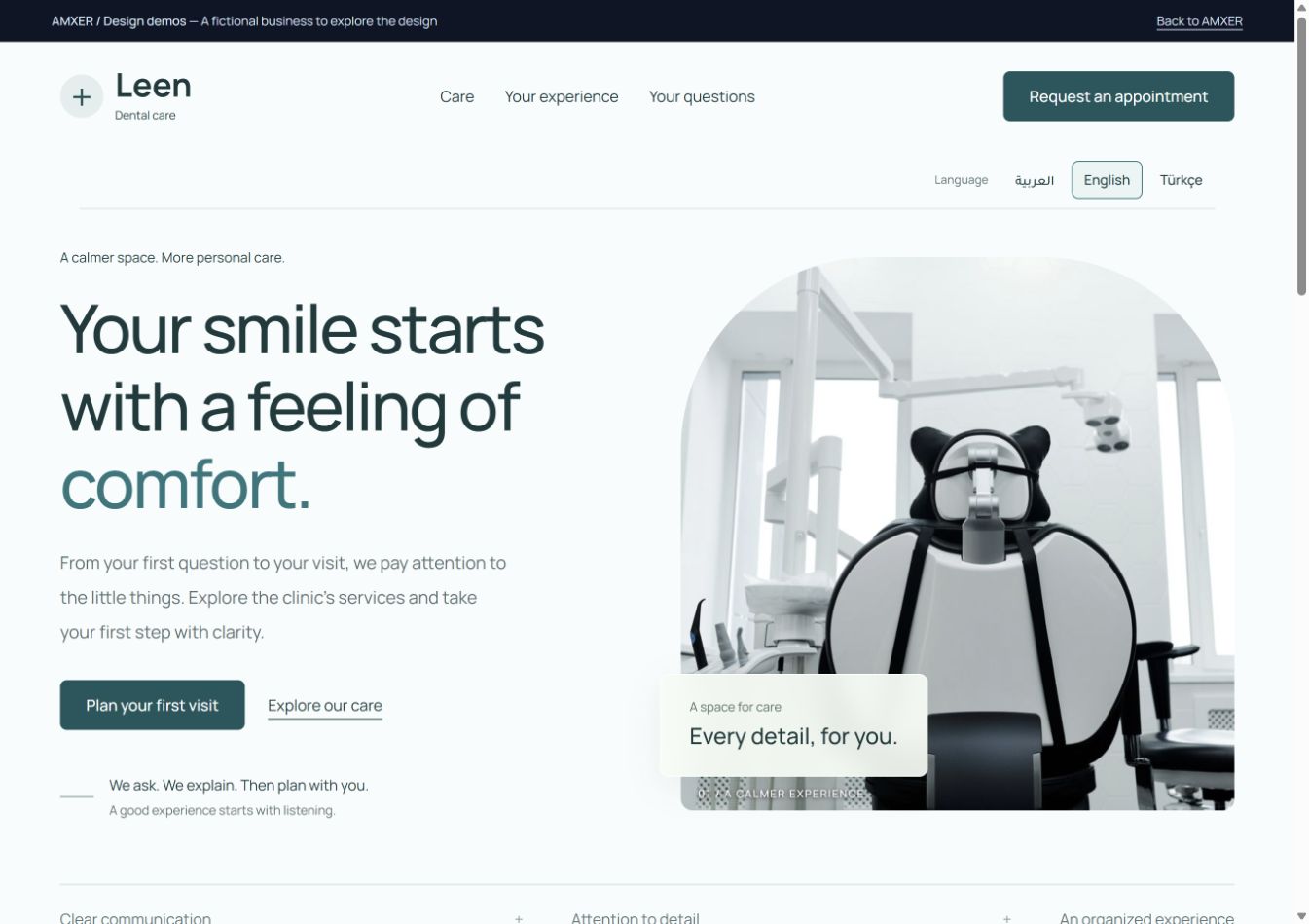 Preview of the Leen clinic website demo