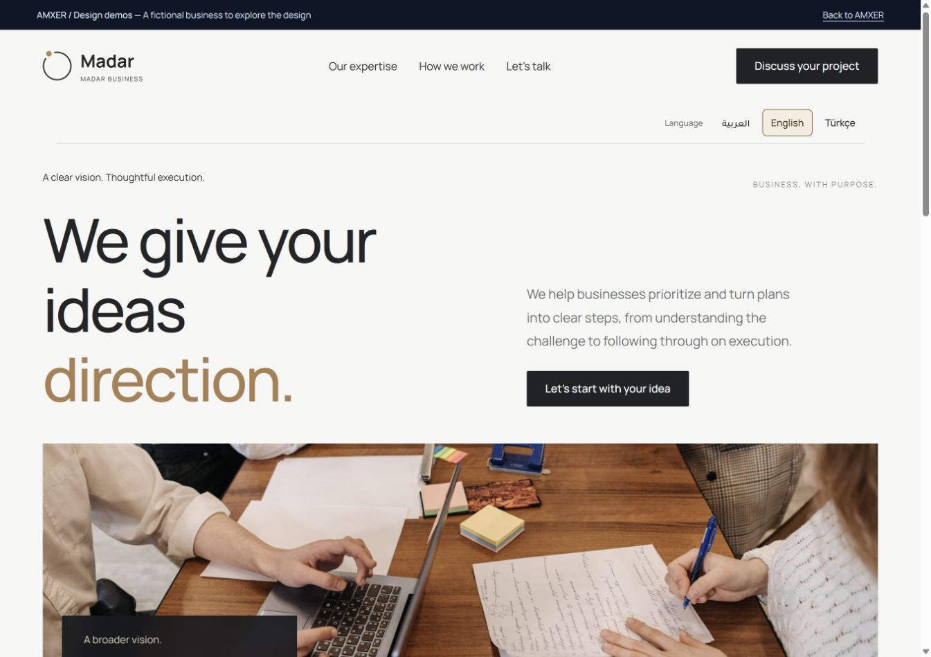 Preview of the Madar company website demo